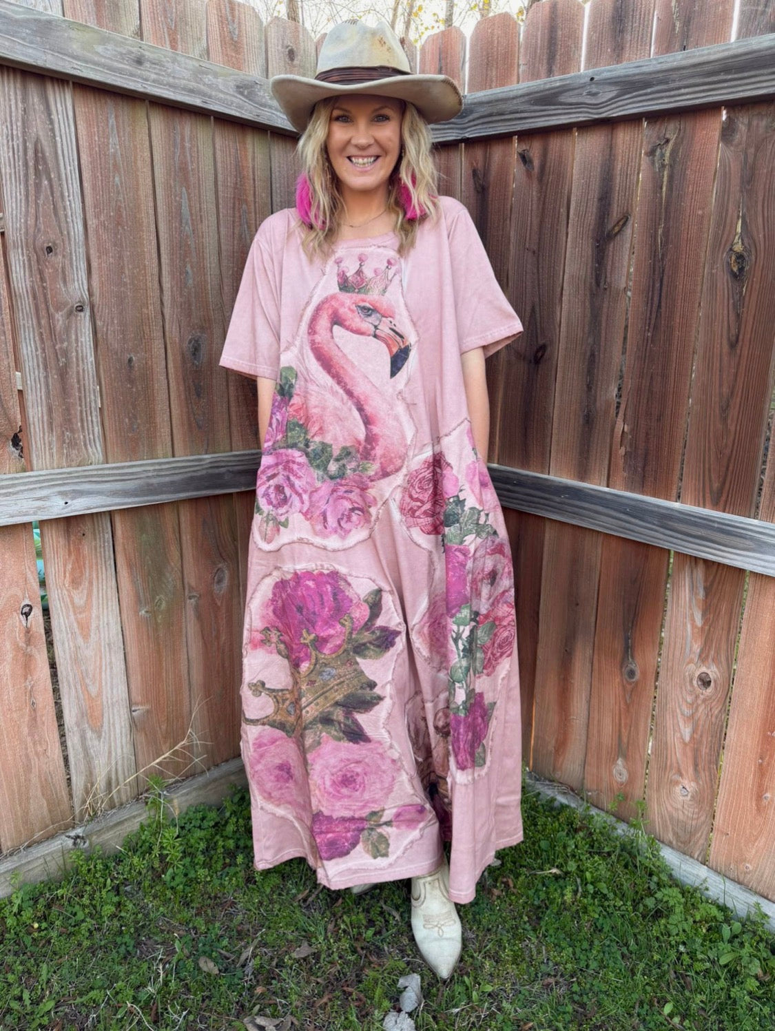 Flamingo T-shirt dress
